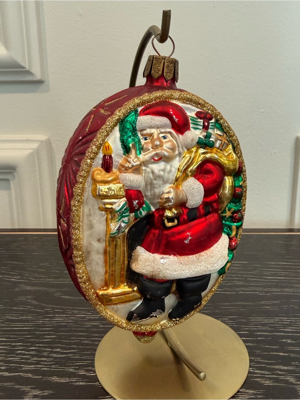 Waterford Holiday Heirlooms Glass Ornament "Santa was Here"